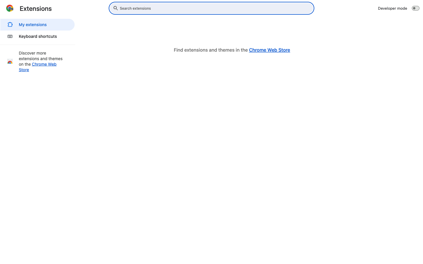 chrome://extensions with Developer mode off